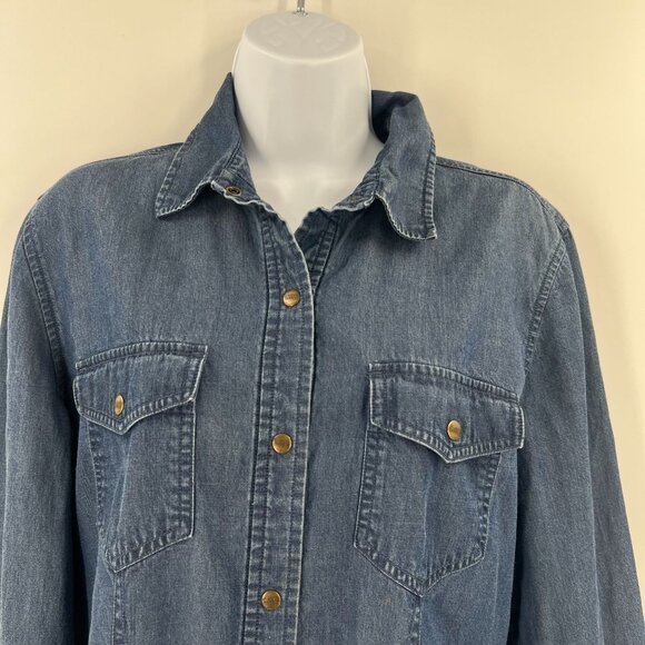 Carve Designs L Tencel Cotton Denim Chambray Shirt Long Sleeve Western Utility - Picture 10 of 11